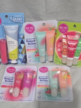 eos Lip & Hand Care Bundle - Pink, Mint, Coral, Blue